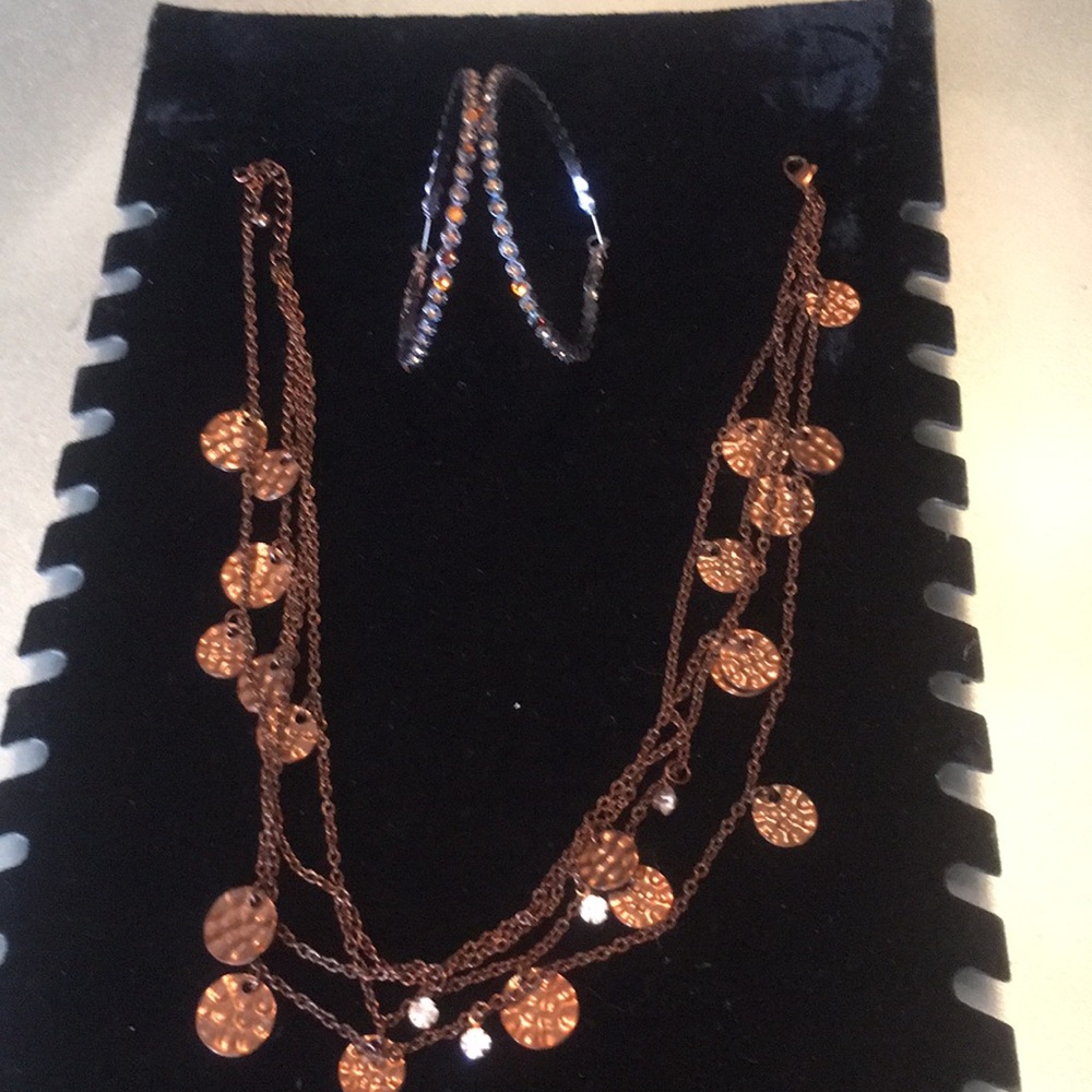 4 strand short chocolate necklace and earrings
